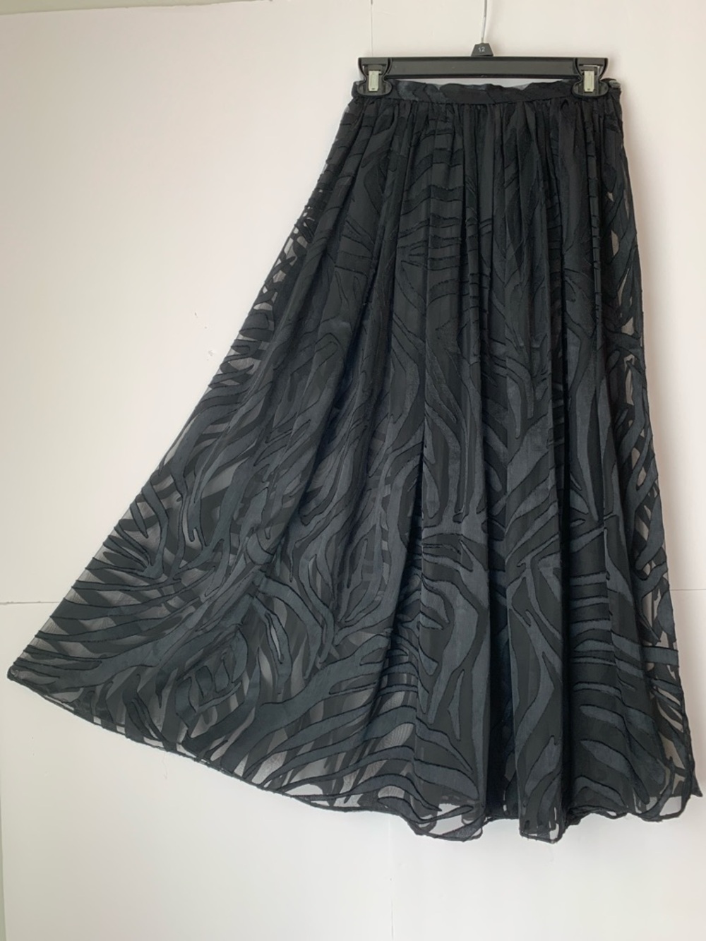 VTG Cathy Hardwick Women's Full Black Burn Out A-Line Midi Skirt Size 6